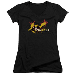 Dexter's Laboratory Monkey - Juniors V-Neck T-Shirt Juniors V-Neck T-Shirt Dexter's Laboratory   