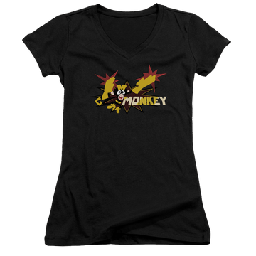 Dexter's Laboratory Monkey - Juniors V-Neck T-Shirt Juniors V-Neck T-Shirt Dexter's Laboratory   
