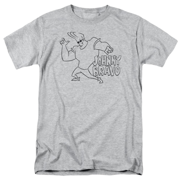Athletic heather men's regular fit t-shirt with Johnny Bravo Jb Line Art graphic