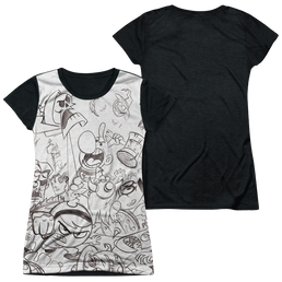 Grim Adventures of Billy & Mandy, The Brawl - Juniors Black Back T-Shirt Juniors Black Back T-Shirt The Grim Adventures of Billy & Mandy   