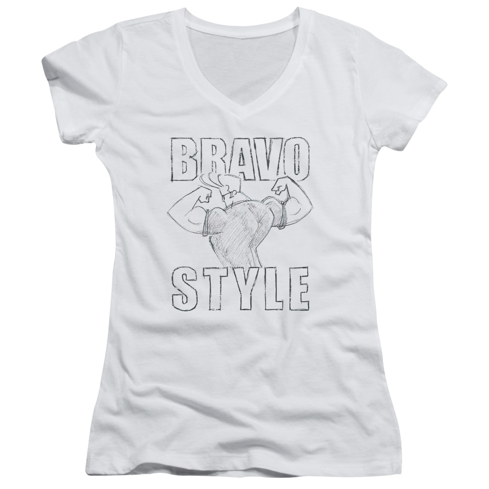 Johnny Bravo Bravo Style Juniors V-Neck T-Shirt Juniors V-Neck T-Shirt Johnny Bravo   