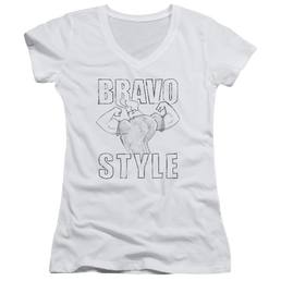 Johnny Bravo Bravo Style Juniors V-Neck T-Shirt Juniors V-Neck T-Shirt Johnny Bravo   