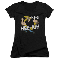 Johnny Bravo 123 Juniors V-Neck T-Shirt Juniors V-Neck T-Shirt Johnny Bravo   