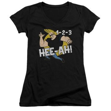 Johnny Bravo 123 Juniors V-Neck T-Shirt Juniors V-Neck T-Shirt Johnny Bravo   