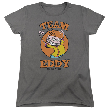 Charcoal women's t-shirt with Ed, Edd n Eddy Team Eddy graphic