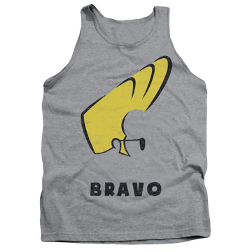 Athletic heather men's tank with Johnny Bravo Johnny Hair graphic