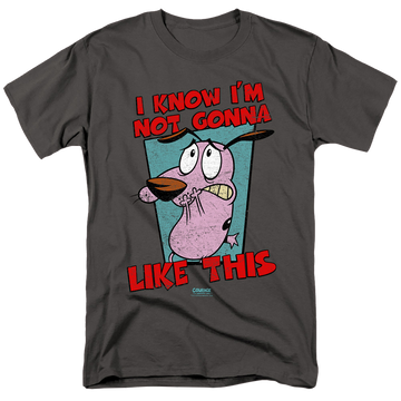 Charcoal men's regular fit t-shirt with Courage the Cowardly Dog Not Gonna Like graphic