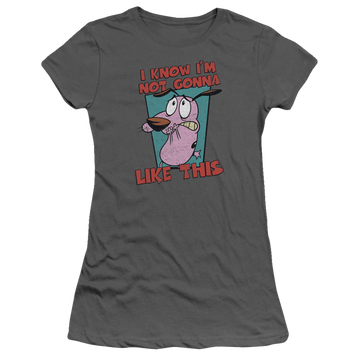 Charcoal juniors t-shirt with Courage the Cowardly Dog Not Gonna Like graphic