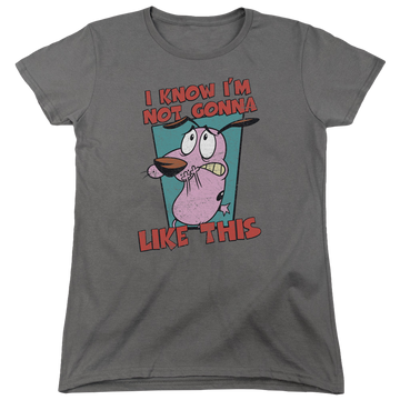 Charcoal women's t-shirt with Courage the Cowardly Dog Not Gonna Like graphic