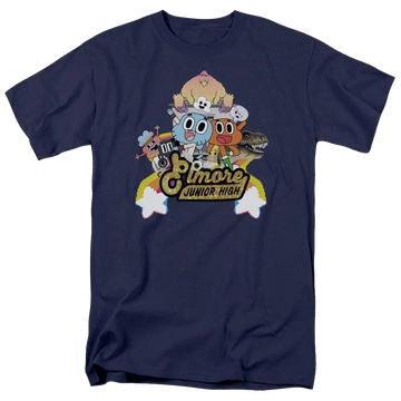 Navy men's regular fit t-shirt with The Amazing World of Gumball Elmore Junior High graphic
