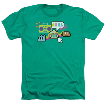 Kelly green men's heather t-shirt with The Amazing World of Gumball Cool Oh Yeah graphic