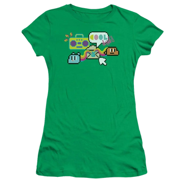 Kelly green juniors t-shirt with The Amazing World of Gumball Cool Oh Yeah graphic