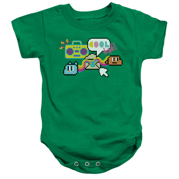 Kelly green baby bodysuit with The Amazing World of Gumball Cool Oh Yeah graphic