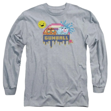 Athletic heather men's long sleeve t-shirt with The Amazing World of Gumball Sunshine graphic
