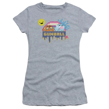Athletic heather juniors t-shirt with The Amazing World of Gumball Sunshine graphic