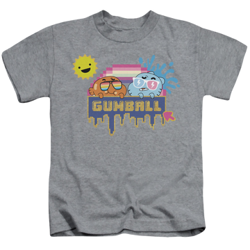 Athletic heather kid's t-shirt for ages 4 to 7 with The Amazing World of Gumball Sunshine graphic