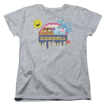 Athletic heather women's t-shirt with The Amazing World of Gumball Sunshine graphic