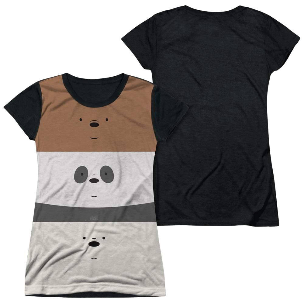 We Bare Bears Stack Juniors Black Back T-Shirt Juniors Black Back T-Shirt We Bare Bears   