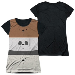 We Bare Bears Stack Juniors Black Back T-Shirt Juniors Black Back T-Shirt We Bare Bears   