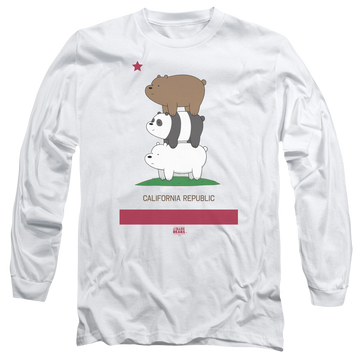 White men's long sleeve t-shirt with We Bare Bears Cali Stack graphic