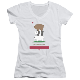 We Bare Bears Cali Stack Juniors V-Neck T-Shirt Juniors V-Neck T-Shirt We Bare Bears   