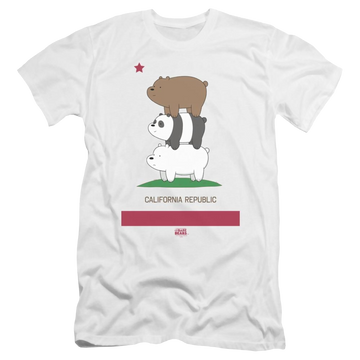 White men's premium slim fit t-shirt with We Bare Bears Cali Stack graphic
