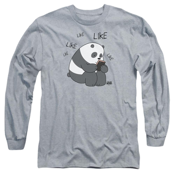 Athletic heather men's long sleeve t-shirt with We Bare Bears Like Like graphic