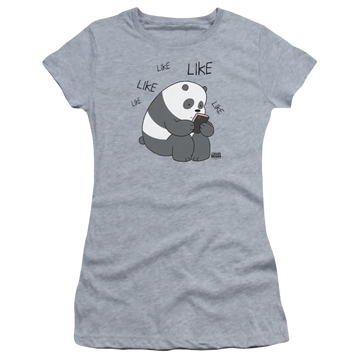 Athletic heather juniors t-shirt with We Bare Bears Like Like graphic