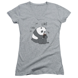 We Bare Bears Like Like Like Juniors V-Neck T-Shirt Juniors V-Neck T-Shirt We Bare Bears   