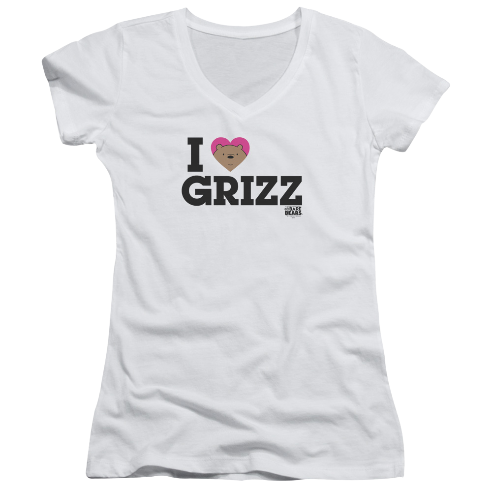 We Bare Bears Heart Grizz Juniors V-Neck T-Shirt Juniors V-Neck T-Shirt We Bare Bears   