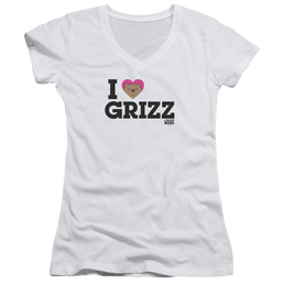 We Bare Bears Heart Grizz Juniors V-Neck T-Shirt Juniors V-Neck T-Shirt We Bare Bears   