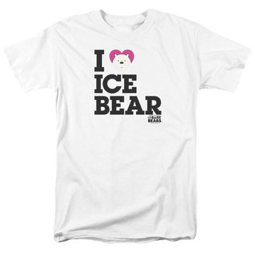 White men's regular fit t-shirt with We Bare Bears Heart Ice Bear graphic