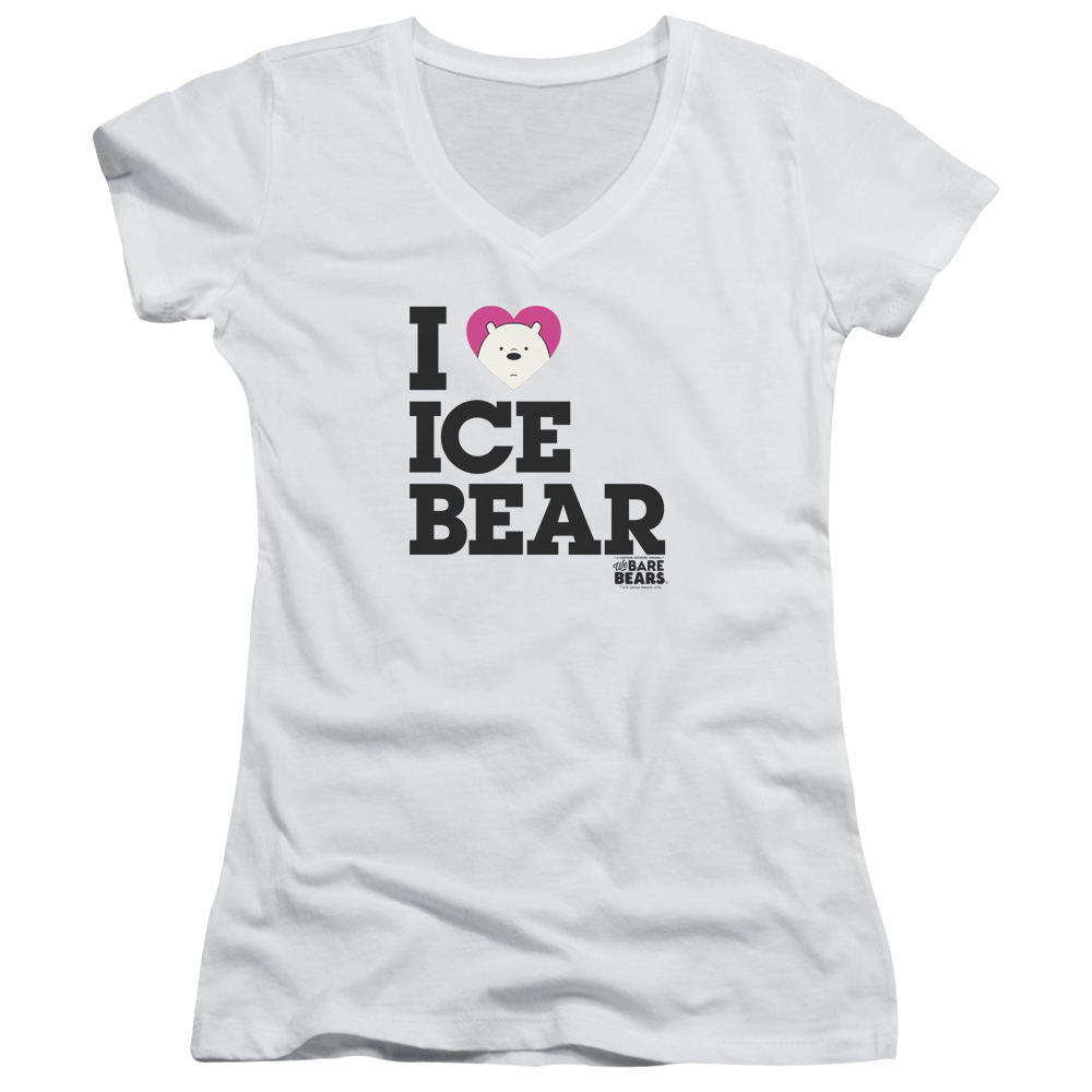 We Bare Bears Heart Ice Bear Juniors V-Neck T-Shirt Juniors V-Neck T-Shirt We Bare Bears   