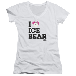 We Bare Bears Heart Ice Bear Juniors V-Neck T-Shirt Juniors V-Neck T-Shirt We Bare Bears   