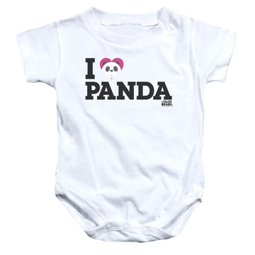 White baby bodysuit with We Bare Bears Heart Panda graphic