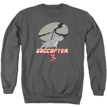 Charcoal men's crewneck sweatshirt with Steven Universe Dogcopter 3 graphic