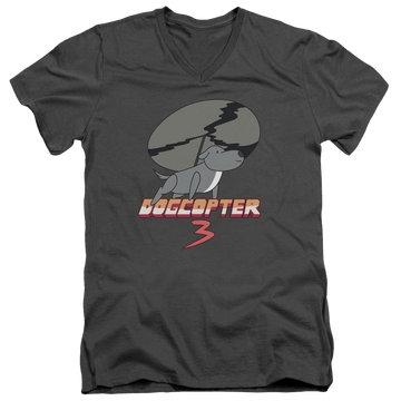 Charcoal men's v-neck t-shirt with Steven Universe Dogcopter 3 graphic