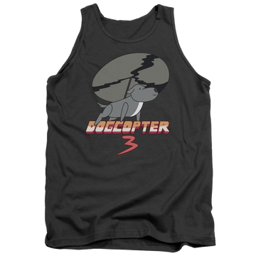 Charcoal men's tank with Steven Universe Dogcopter 3 graphic