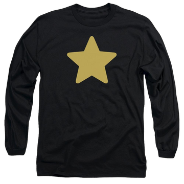 Black men's long sleeve t-shirt with Steven Universe Greg Star graphic