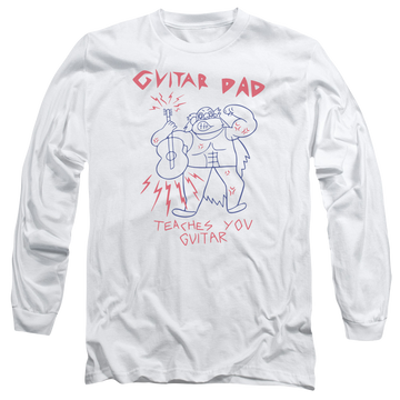 White men's long sleeve t-shirt with Steven Universe Guitar Dad graphic