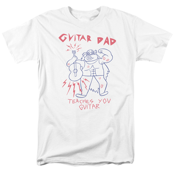 White men's regular fit t-shirt with Steven Universe Guitar Dad graphic