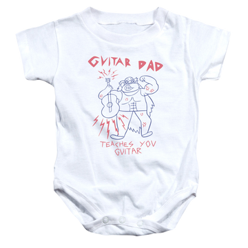 White baby bodysuit with Steven Universe Guitar Dad graphic