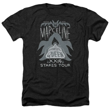 Black men's heather t-shirt with Adventure Time Marceline Concert graphic