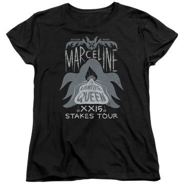 Black women's t-shirt with Adventure Time Marceline Concert graphic