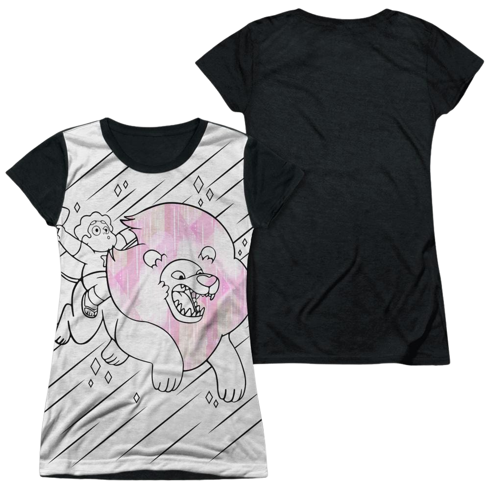 Steven Universe Stev And Lion Juniors Black Back T-Shirt Juniors Black Back T-Shirt Steven Universe   