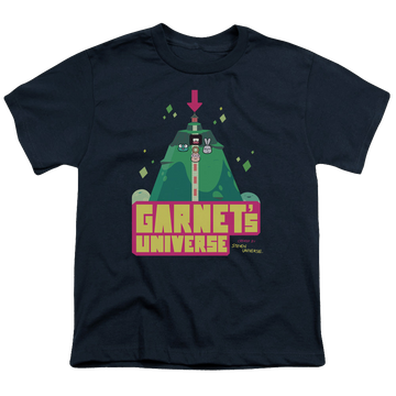 Navy youth t-shirt for ages 8 to 12 with Steven Universe Garnets Universe graphic