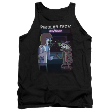 Black men's tank with Regular Show Rs The Movie graphic