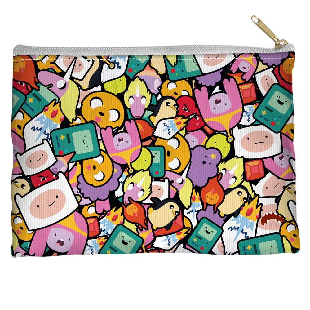 Adventure Time - Stacked Stickers Straight Bottom Pouch Straight Bottom Accessory Pouches Adventure Time   