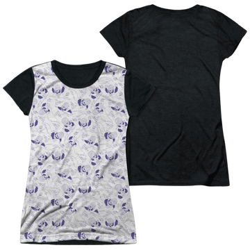 Powerpuff Girls Mojo Jojo Pattern juniors black back t-shirt