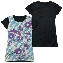 Powerpuff Girls Purple Pattern Juniors Black Back T-Shirt Juniors Black Back T-Shirt Powerpuff Girls   